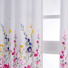 img 2 attached to 🌸 Kotile Floral Curtains for Bedroom Girls - Red Pink 95 Inch Length, 2 Panel Set: Grommet Print Flower Pattern, Thermal Insulated Room Darkening Curtains for Living Room