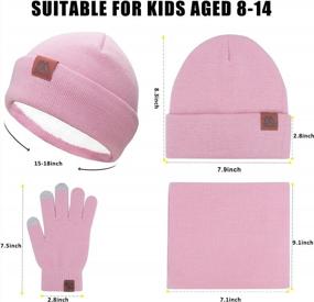 img 3 attached to Набор зимних аксессуаров для женщин: шапка-бини, шарф и перчатки для сенсорного экрана от Mysuntown