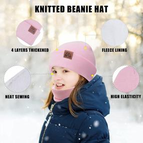 img 2 attached to Набор зимних аксессуаров для женщин: шапка-бини, шарф и перчатки для сенсорного экрана от Mysuntown