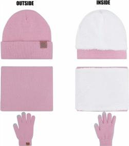 img 1 attached to Набор зимних аксессуаров для женщин: шапка-бини, шарф и перчатки для сенсорного экрана от Mysuntown