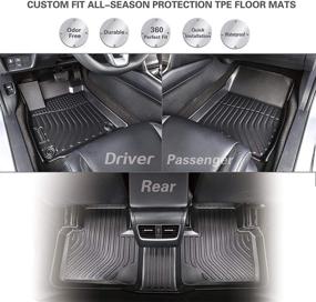 img 3 attached to Waterproof Rubber Car Mats for Hyundai Santa Fe Hybrid 2021/Plug-In Hybrid 2022 - All Weather Guard TPE Automotive Floor Liners - Front & Rear Black Accessories