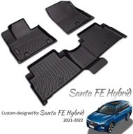 waterproof rubber car mats for hyundai santa fe hybrid 2021/plug-in hybrid 2022 - all weather guard tpe automotive floor liners - front & rear black accessories logo