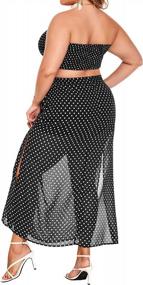 img 3 attached to Polka Dot Plus Size Women'S 2-Piece Set With Slit Long Skirt And Tube Top Featuring Pockets - By IN'VOLAND