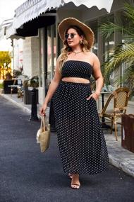 img 2 attached to Polka Dot Plus Size Women'S 2-Piece Set With Slit Long Skirt And Tube Top Featuring Pockets - By IN'VOLAND