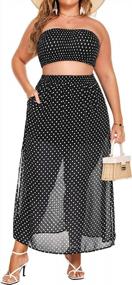 img 4 attached to Polka Dot Plus Size Women'S 2-Piece Set With Slit Long Skirt And Tube Top Featuring Pockets - By IN'VOLAND