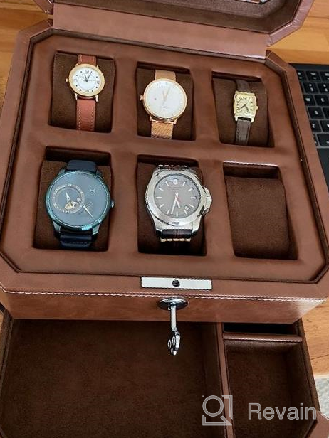 img 1 attached to Organize Your Timepieces In Style With ROTHWELL'S 6-Slot Leather Watch Box And Valet Drawer review by Justin Garrett