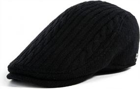 img 3 attached to Jeff & Aimy Men'S Fitted Wool Blend Newsboy Cap For Winter, Irish Ivy Cabbie Golf Flat Hat In Sizes 57-61CM
