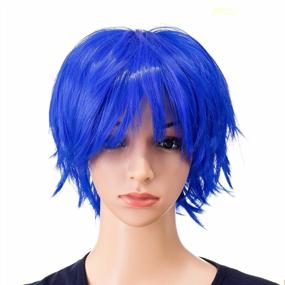 img 4 attached to Blue Spiky Layered Anime Cosplay Wig For Men & Women - SWACC Unisex Fashion