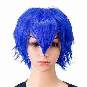 img 1 attached to Blue Spiky Layered Anime Cosplay Wig For Men & Women - SWACC Unisex Fashion