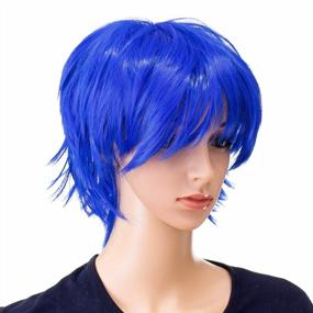 img 2 attached to Blue Spiky Layered Anime Cosplay Wig For Men & Women - SWACC Unisex Fashion