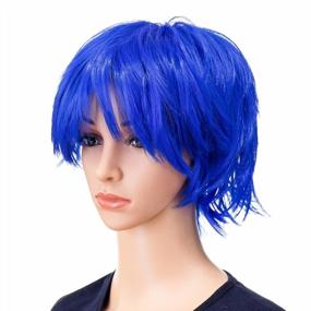 img 3 attached to Blue Spiky Layered Anime Cosplay Wig For Men & Women - SWACC Unisex Fashion