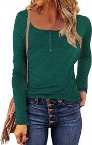 img 4 attached to Sensual Women'S Long Sleeve Henley Tops: Square Neck Blouse, Button-Up, Slim Fit, Casual Tunic (Sizes XS-XXL)