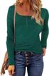 sensual women's long sleeve henley tops: square neck blouse, button-up, slim fit, casual tunic (sizes xs-xxl) logo