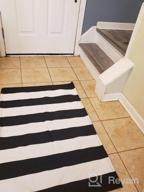 img 1 attached to Hand-Woven Reversible Cotton Rug: Black & White Stripes, 35.5'' X 59'', Perfect For Layering Front Doormats, Laundry Room Or Farmhouse Kitchen, Foldable & Washable Area Rug review by Paulo Heisler