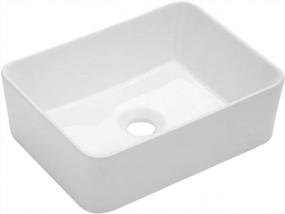 img 4 attached to Modern Rectangular Porcelain Vessel Sink - Kichae 16"X12" Above Counter White Ceramic Vanity Art Basin For Bathroom
