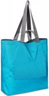 водонепроницаемая складная большая сумка для женщин - многоцелевая многоразовая сумка для покупок, продуктов, наплечная сумка для работы, спортзала, пляжа и путешествий | синий логотип