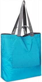 img 4 attached to водонепроницаемая складная большая сумка для женщин - многоцелевая многоразовая сумка для покупок, продуктов, наплечная сумка для работы, спортзала, пляжа и путешествий | Синий