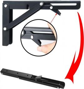 img 1 attached to Collapsible Shelf Brackets - Heavy Duty Metal Folding Bracket For Wall Mounted Bench, Table, Or Shelf, Space Saving Hinge Design, 2 Pack, Maximum Load Capacity Of 150 Pounds (14 Inch, Black)