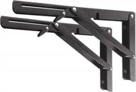 collapsible shelf brackets - heavy duty metal folding bracket for wall mounted bench, table, or shelf, space saving hinge design, 2 pack, maximum load capacity of 150 pounds (14 inch, black) logo