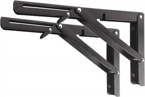 img 4 attached to Collapsible Shelf Brackets - Heavy Duty Metal Folding Bracket For Wall Mounted Bench, Table, Or Shelf, Space Saving Hinge Design, 2 Pack, Maximum Load Capacity Of 150 Pounds (14 Inch, Black)