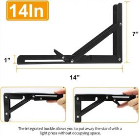 img 3 attached to Collapsible Shelf Brackets - Heavy Duty Metal Folding Bracket For Wall Mounted Bench, Table, Or Shelf, Space Saving Hinge Design, 2 Pack, Maximum Load Capacity Of 150 Pounds (14 Inch, Black)