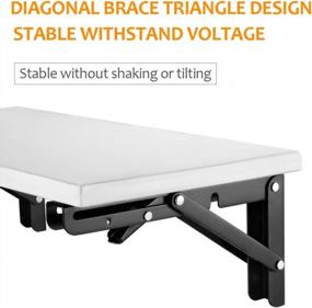 img 2 attached to Collapsible Shelf Brackets - Heavy Duty Metal Folding Bracket For Wall Mounted Bench, Table, Or Shelf, Space Saving Hinge Design, 2 Pack, Maximum Load Capacity Of 150 Pounds (14 Inch, Black)