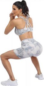 img 2 attached to High Waisted Yoga Shorts With Pockets For Women - RAYPOSE Print Gym Biker Shorts With Tummy Control For Workouts