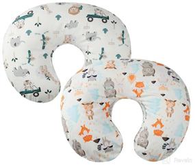 img 4 attached to 🐯 Grey Elephant Tiger Fox Tontukatu Nursing Pillow Cover 2 Pack - 100% Cotton Super Soft for Breastfeeding Moms, Compatible with Boppy Pillow, Ideal for Infant Nursing Pillows & Positioners for Baby Boy Girl