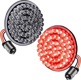 img 4 attached to 🚦 Pair Set - 2" Rear Harley Red LED Turn Signal Tail Brake Light - Black-Finish Bullet Style - Ideal for Harley Davidson Sportster Street Glide Road King Softail Electra Heritage Dyna Fatboy