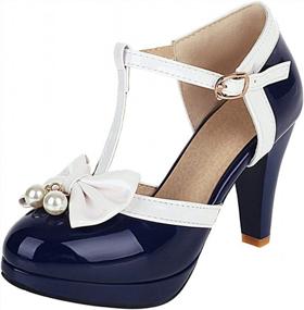 img 4 attached to Women'S T-Strap Platform Mary Jane Chunky Heel Vintage Rockabilly Shoes