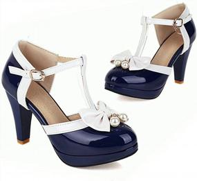 img 2 attached to Women'S T-Strap Platform Mary Jane Chunky Heel Vintage Rockabilly Shoes