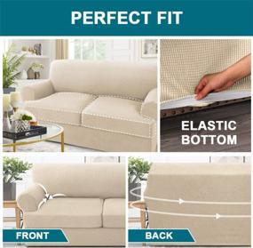 img 2 attached to Turquoize 3 Pieces Sofa Covers T Cushion Sofa Slipcovers For 2 Cushion Couch Stretch Couch Cover Soft Sofa Slip Cover Furniture Covers With 2 Individual T Cushion Seat Covers, (Large, Biscotti Beige)