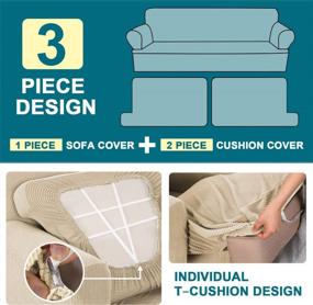 img 1 attached to Turquoize 3 Pieces Sofa Covers T Cushion Sofa Slipcovers For 2 Cushion Couch Stretch Couch Cover Soft Sofa Slip Cover Furniture Covers With 2 Individual T Cushion Seat Covers, (Large, Biscotti Beige)