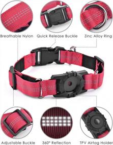 img 2 attached to KATUMO Reflective Air Tag Dog Collar - Waterproof Airtag Holder For Small Dogs & Puppies (S, Red)