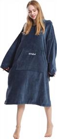 img 1 attached to Oversize Hooded Fleece Towel Changing Robe With Pocket - Hiturbo Surf Poncho For Aquatics & Home Use.