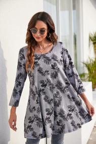 img 2 attached to Floral Swing Crewneck Tunic Top: Plus Size 3/4 Sleeve Dressy Casual Blouse With Loose Fit For Fall, Perfect For Pairing With Leggings
