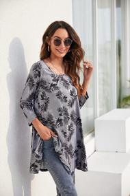 img 1 attached to Floral Swing Crewneck Tunic Top: Plus Size 3/4 Sleeve Dressy Casual Blouse With Loose Fit For Fall, Perfect For Pairing With Leggings