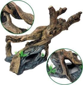 img 1 attached to 🐠 Enhance Your Fish Tank with PINVNBY Resin Driftwood Aquarium Decoration: Tree Branch Trunk Ornament for Betta, Shrimp, Fish Fry, Gecko, Lizard, Complete with Holes and Artificial Aquatic Plants