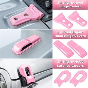 img 1 attached to 🎀 Complete Pink Exterior Trim Kit for Jeep Wrangler JL JLU 2018-2022 - 26 Pieces: Door Hinge, Handle, Engine Hood Hinge, Hood Latch, Wheel Eyebrow, Side Air Outlet, Rear Tailgate Window Hinge Cover