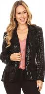 anna-kaci women's evening sparkle sequins blazer jacket: long sleeve, open front logo