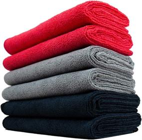 img 4 attached to 🚗 The Rag Company Professional Microfiber Car Wash Towel - Lint-Free, Streak-Free Drying Towels for Auto Detailing - General Cleaning, 320gsm, 16in x 27in, Red + Grey + Black (6-Pack)