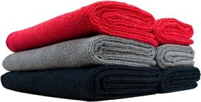 img 2 attached to 🚗 The Rag Company Professional Microfiber Car Wash Towel - Lint-Free, Streak-Free Drying Towels for Auto Detailing - General Cleaning, 320gsm, 16in x 27in, Red + Grey + Black (6-Pack)