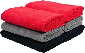 img 3 attached to 🚗 The Rag Company Professional Microfiber Car Wash Towel - Lint-Free, Streak-Free Drying Towels for Auto Detailing - General Cleaning, 320gsm, 16in x 27in, Red + Grey + Black (6-Pack)