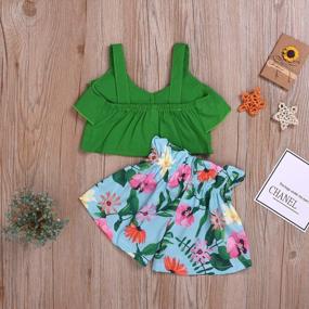 img 2 attached to Boho Toddler Girl Summer Outfit: Floral Ruffled Tank Top With Matching Shorts