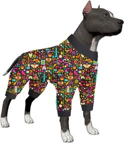 img 4 attached to LovinPet Lightweight Pullover Dog Pajamas with Black Trim - Handiwork Decoupage Ink Prints - Full Coverage Dog Pjs - Post Surgery Shirt - UV Protection - Pet Anxiety Relief