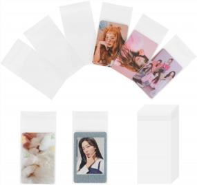 img 4 attached to Baskiss 100-Pack Kpop Photocard Sleeves - 59 X 90Mm, 200 Micron Clear Protective Covers For Idol Photo Cards, Trading Cards, And More (With Sealable Closure)