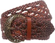 wide perforated braided woven leather women's accessories at belts logo