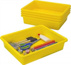img 2 attached to Stay Organized With Storex Letter Size Flat Storage Tray - Ideal For Classroom, Office And Home - Yellow (Pack Of 5)