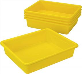 img 4 attached to Stay Organized With Storex Letter Size Flat Storage Tray - Ideal For Classroom, Office And Home - Yellow (Pack Of 5)