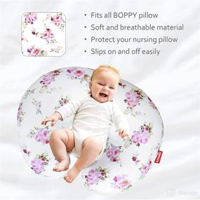 img 1 attached to 🌸 Floral Nursing Pillow Cover for Girls - Snug Fit for Boppy Nursing Pillows, Super Soft Slipcovers for Breastfeeding Moms